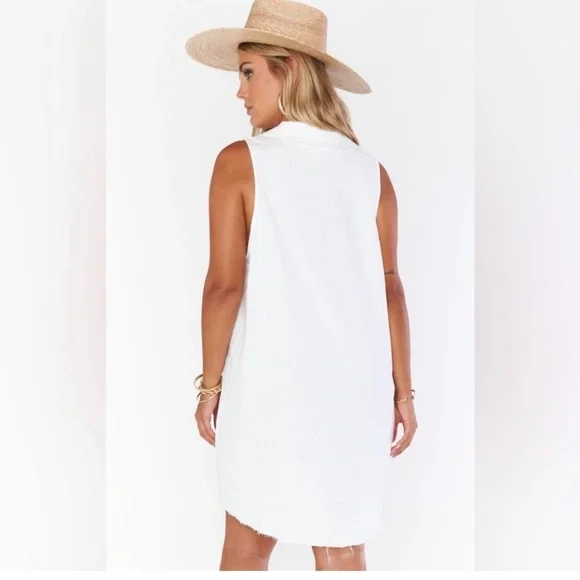 NWT SHOW ME YOUR MUMU White Basic Sleeveless Button Up Dress Size Small - Picture 3 of 15